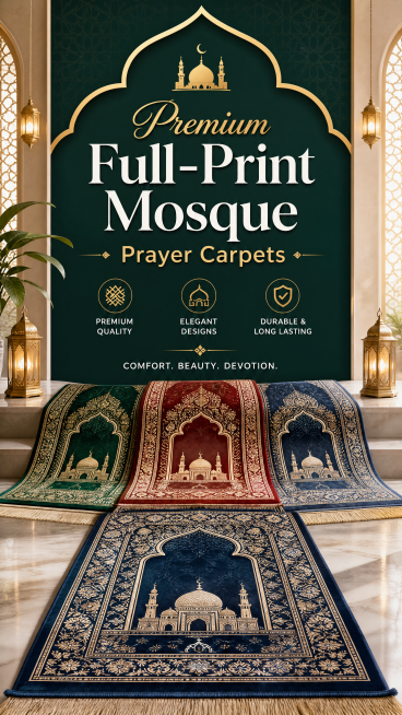 Create a top banner for an English e-commerce product detail page, showcasing full-print mosque pray预览效果