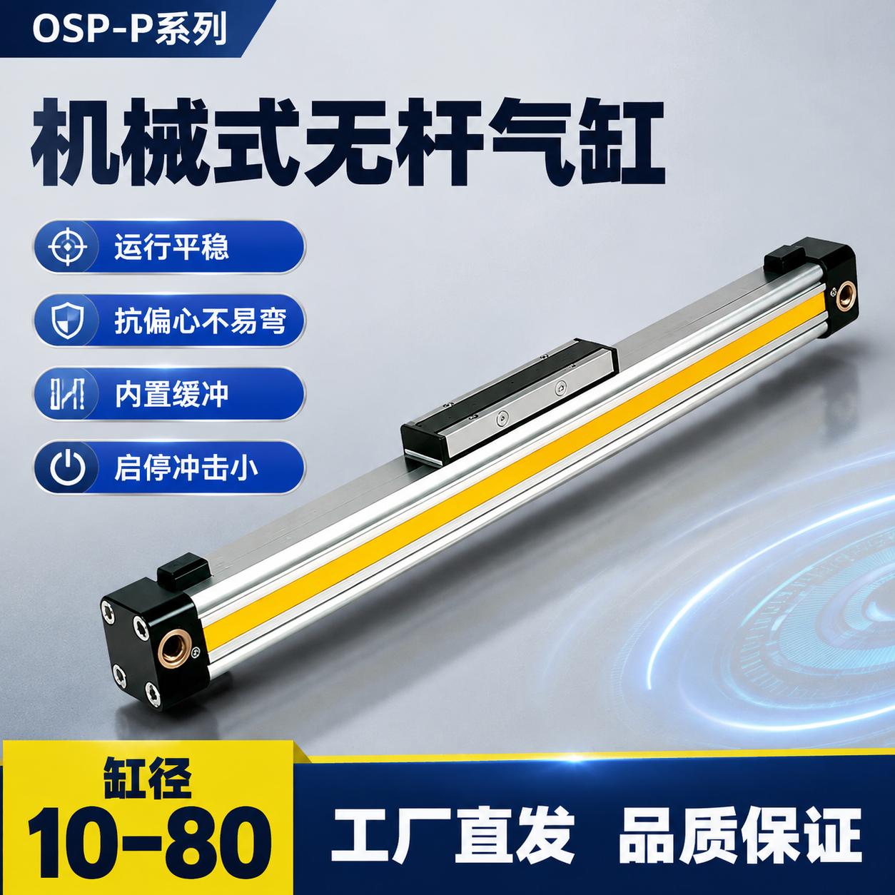 [主图-1] 首图点击率海报，主题为机械式无杆气缸OSP-P系… - 图片创意预览