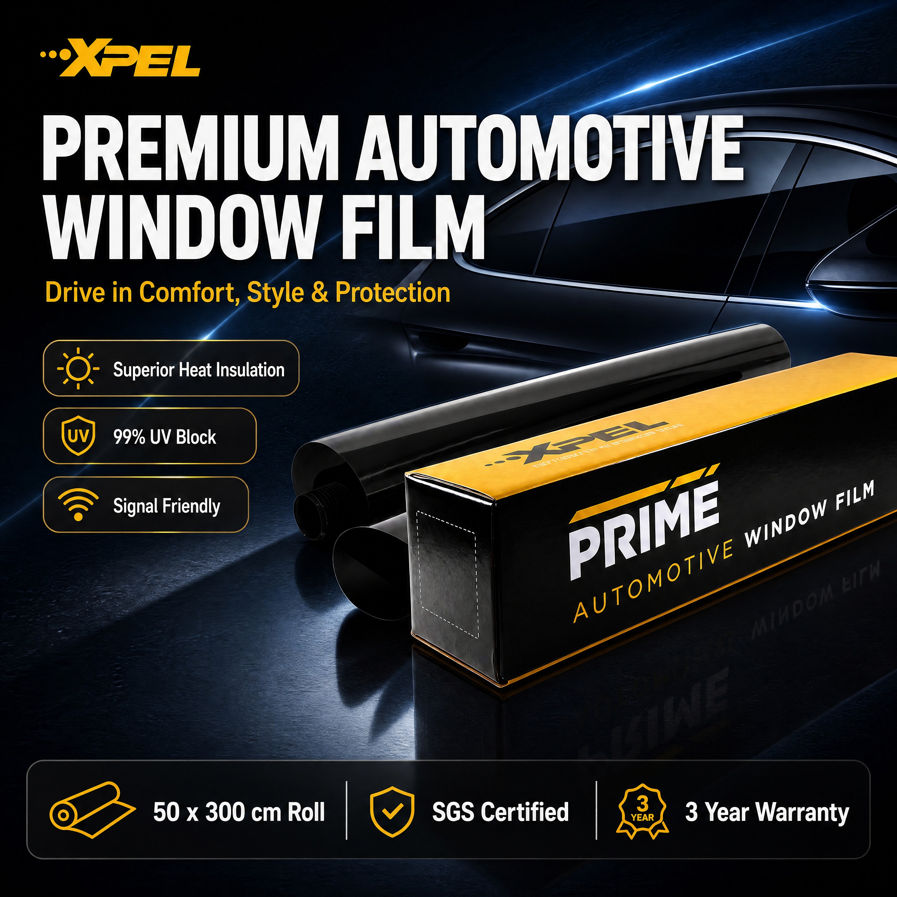 [商品] 使用【图1】XPEL PRIME汽车隔热窗膜产品（黑… - 图片创意预览