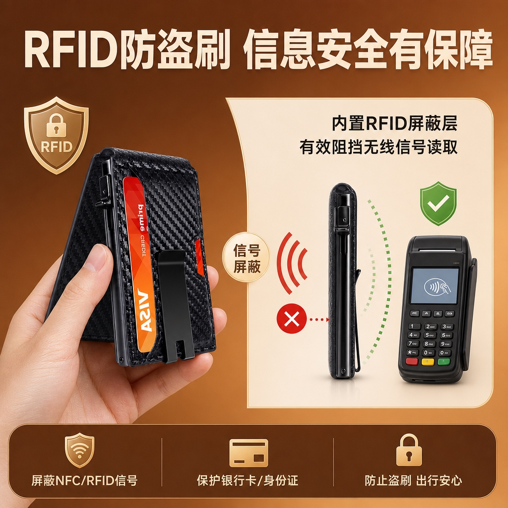 [商品] 使用【图2】黑色碳纤维纹卡包，保留碳纤维纹理、整体形… - 图片创意预览