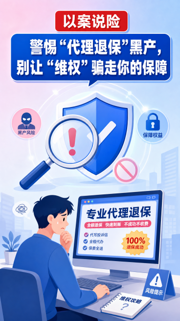 整体现代扁平化插画风格，清新明亮配色，人物造型干净圆润线条柔和，色彩以粉蓝为主色调搭配少量高饱和点缀；竖版长图顶部封面标题页，粉蓝渐变背景，主视觉是放大镜+盾牌元素；顶部红底白字"以案说险"，下方大标预览效果