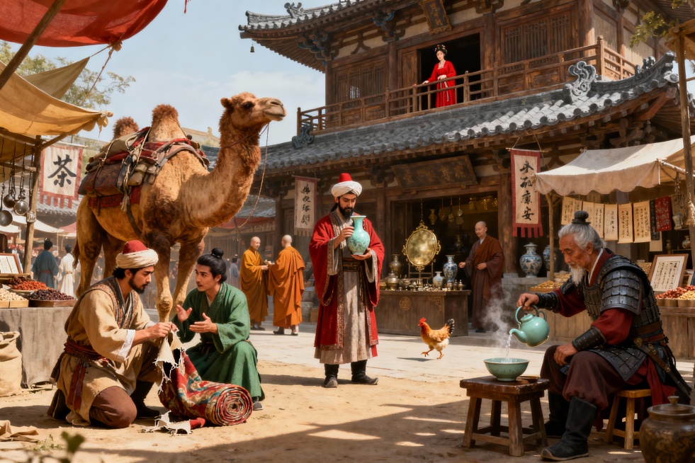 masterpiece, best quality, ultra detailed, historical realism, cinematic shot, a bustling and lively预览效果
