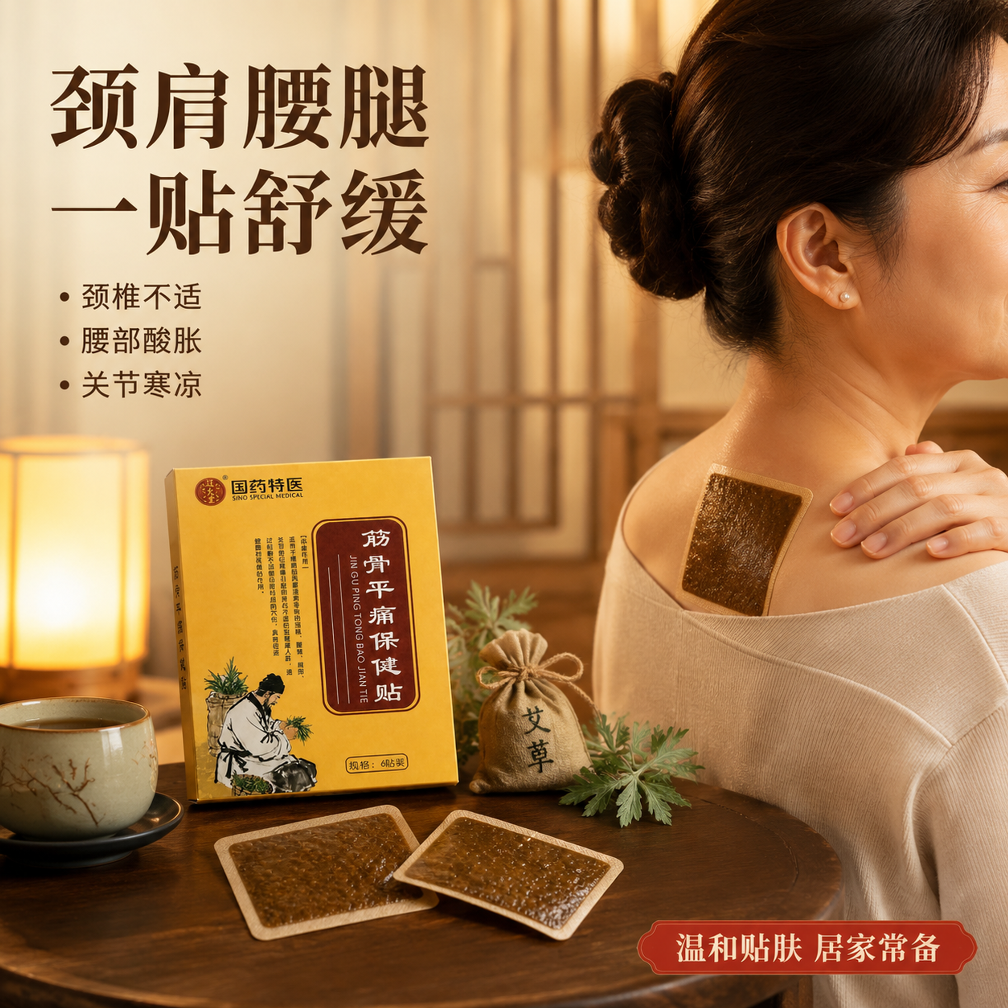 [主图-4] 适用部位与使用场景展示 [氛围风格] 中式居家养… - 图片创意预览