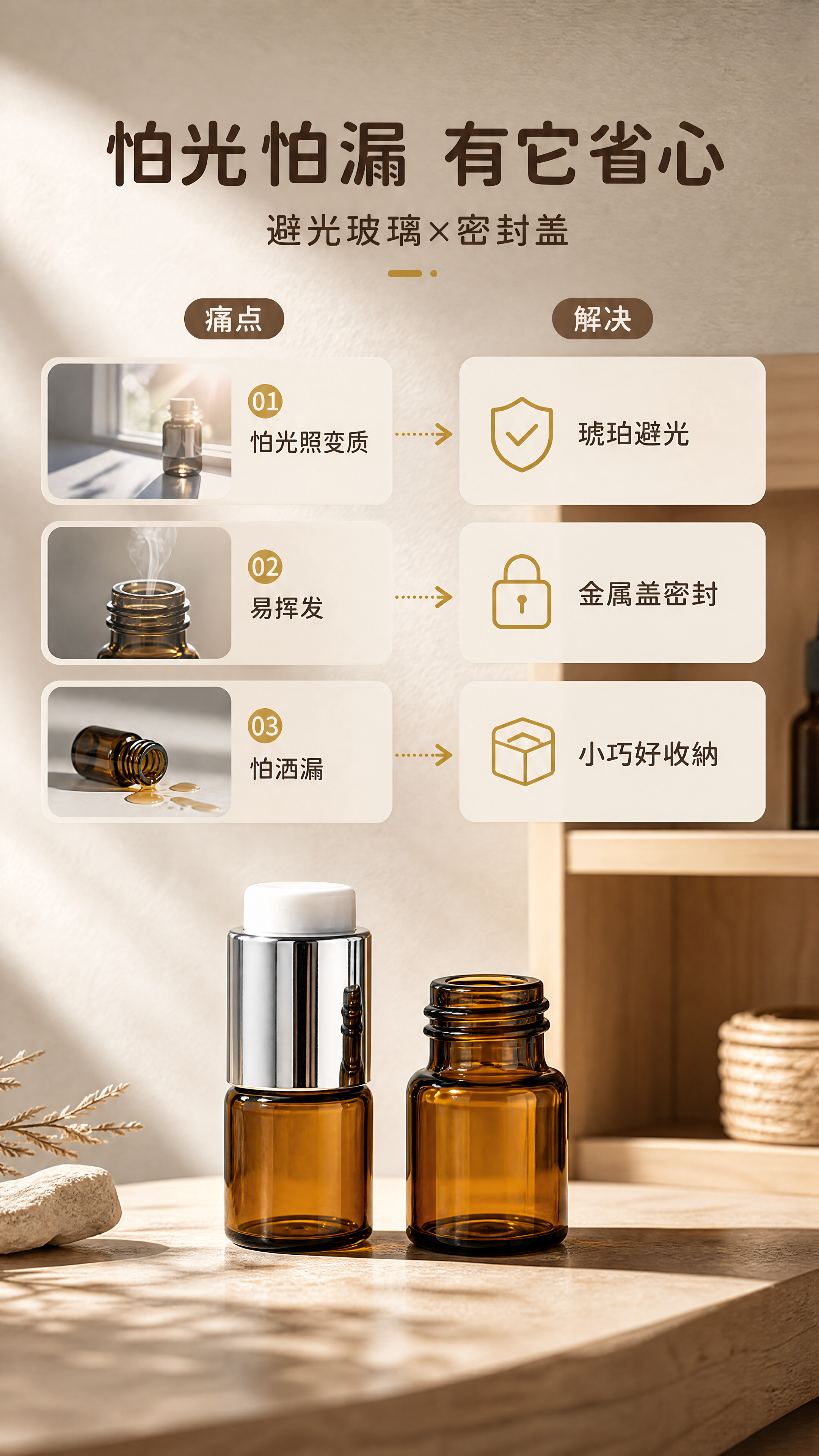 [商品] 使用【图5】同一款棕色小容量玻璃精油瓶（完整瓶与未盖… - 图片创意预览