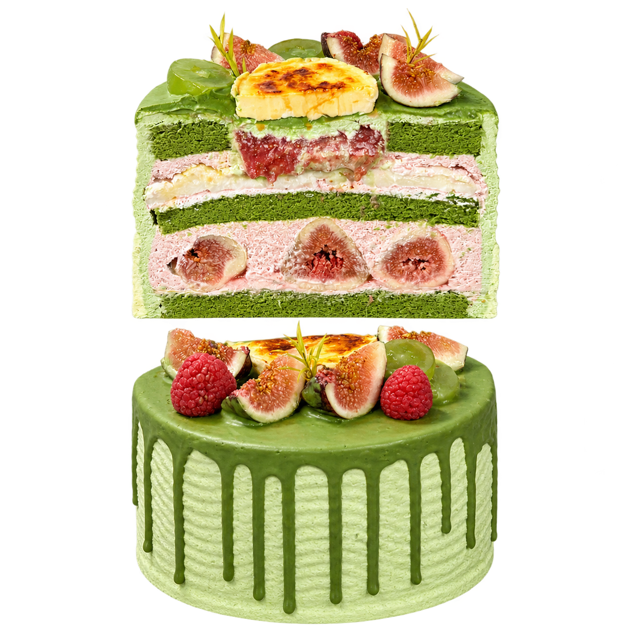 产品精修，透明背景，只有蛋糕。将图中两块蛋糕（上方切面蛋糕和下… - 图片创意预览