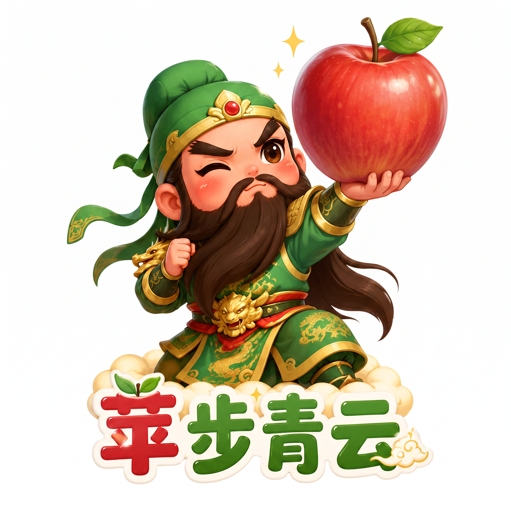 让关羽手里的苹果变大一些 - 图片创意预览