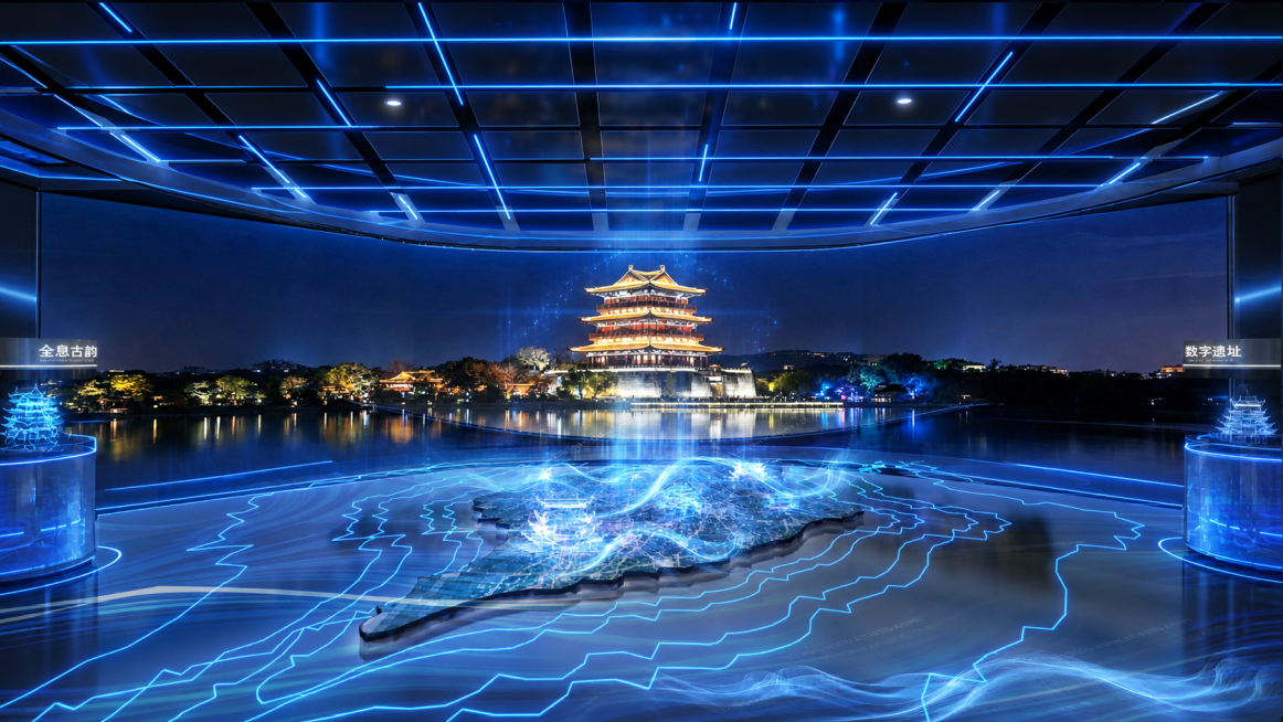 优化图片效果，优化材质质感，增强画面清晰度，增加更多科技感蓝色发光灯线效果，提升全息展示区域的科技感和光影层次感预览效果