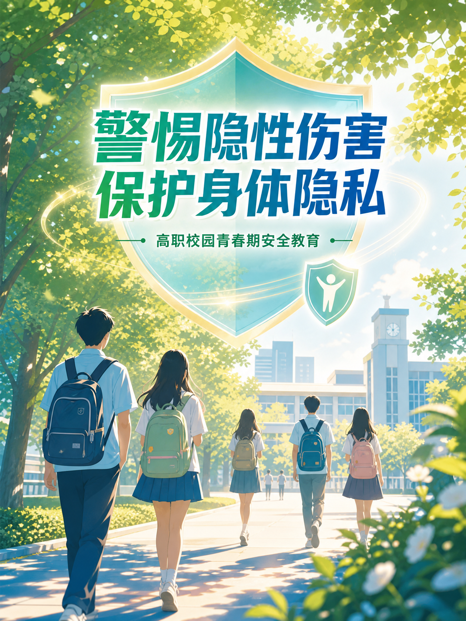 一张青春校园风格的安全教育宣传海报，竖向3:4比例，超高清画质… - 图片创意预览