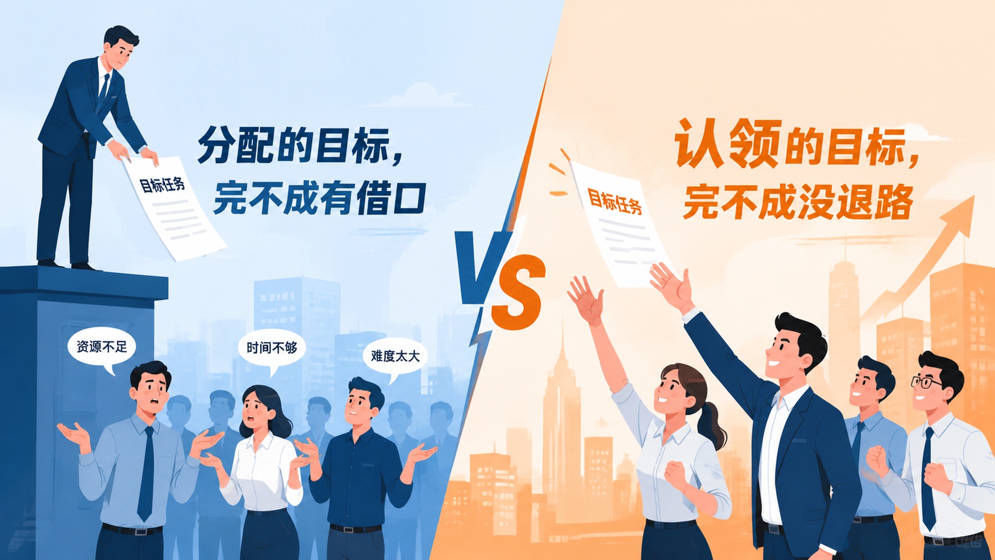 微信公众号文章插图，商务职场风格，画面左右对比构图。左侧表现"… - 图片创意预览
