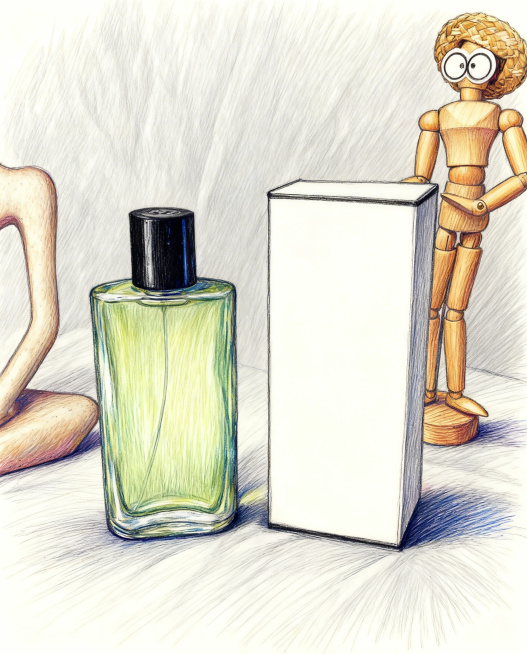 将原图转为彩色素描风格，去掉所有文字和商标，保留原有构图、产品造型和摆件装饰，画质清晰，保留原布局，禁止保留品牌标识、容量文字预览效果