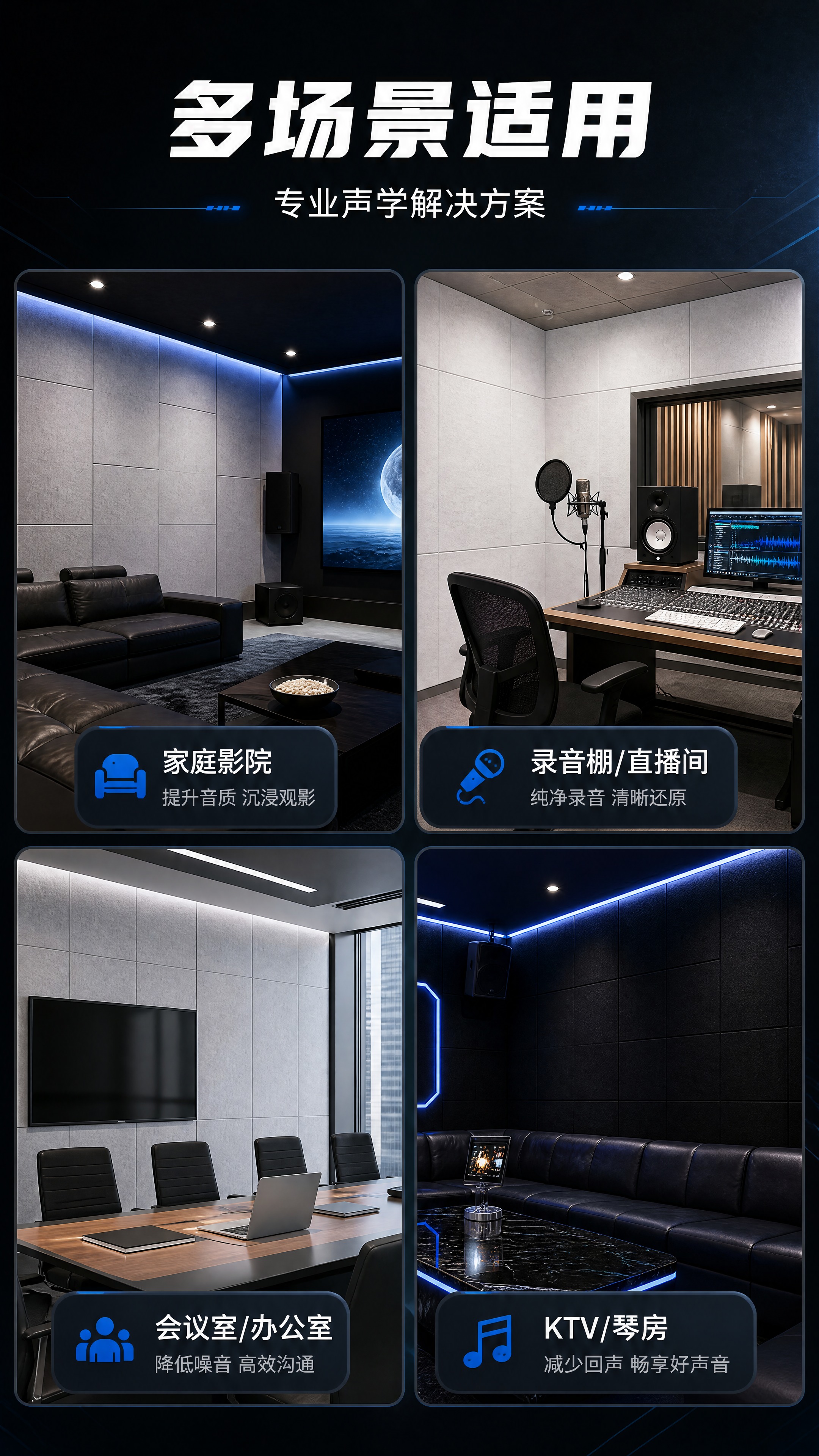 [商品] 使用【图2】白色、【图3】浅灰色聚酯纤维吸音板；保留… - 图片创意预览