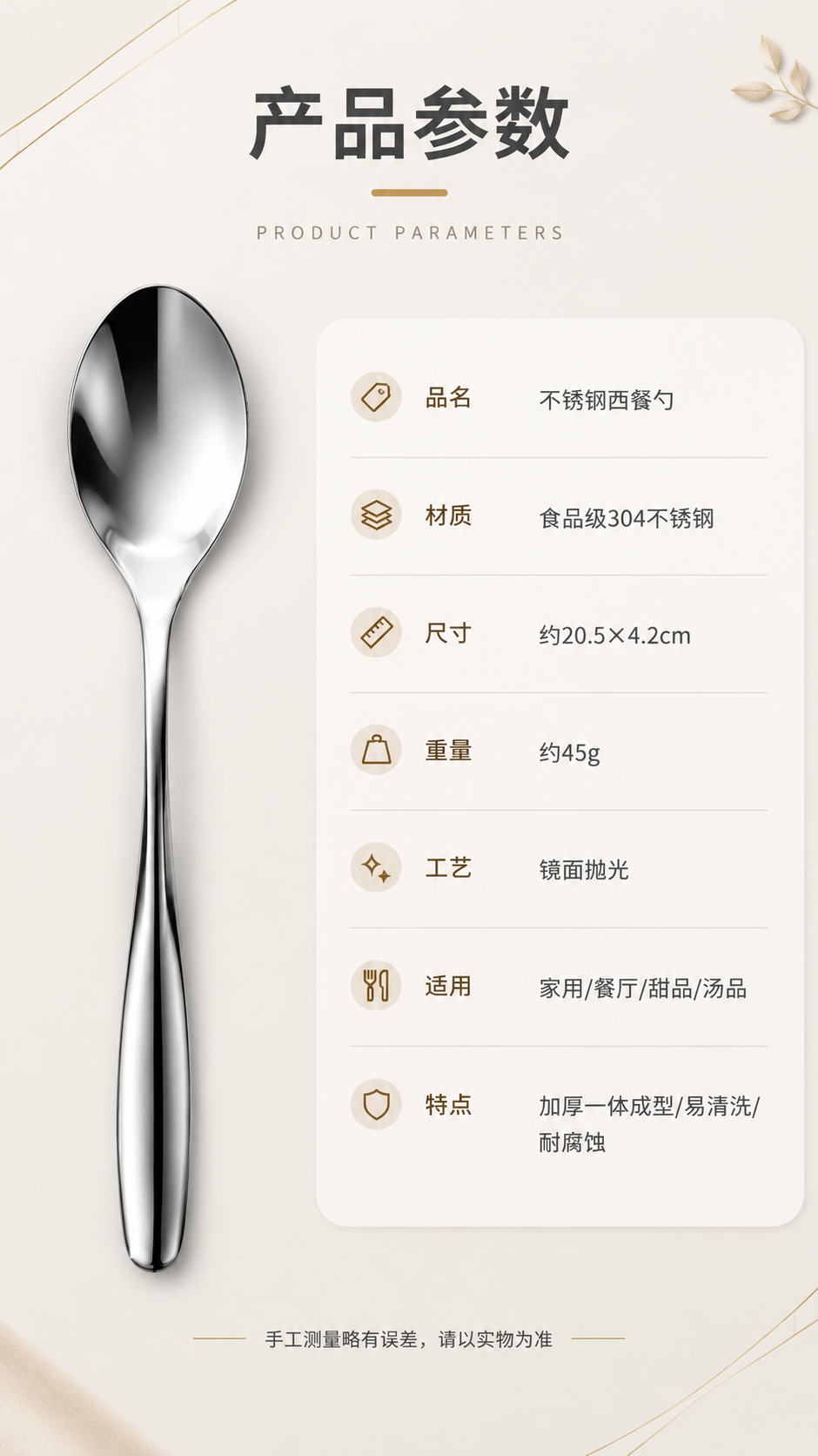 [商品] 使用【图1】银色不锈钢长柄西餐勺；保留产品全貌，作为… - 图片创意预览