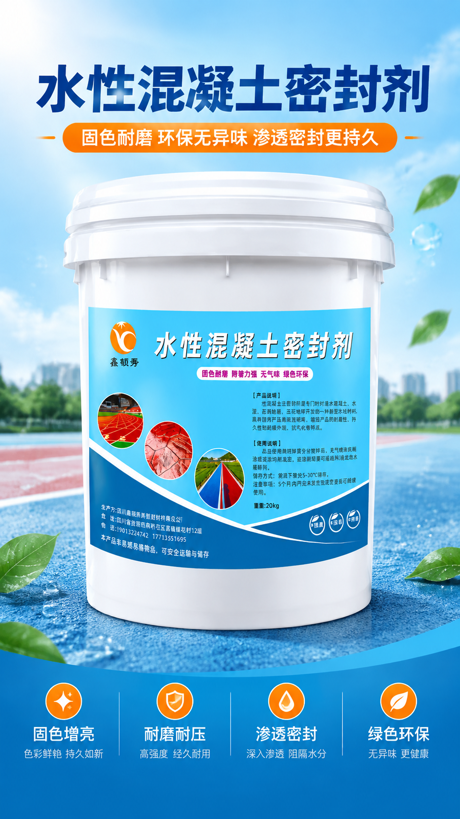 [商品] 使用【图1】鑫额秀水性混凝土密封剂20kg白色桶装；… - 图片创意预览