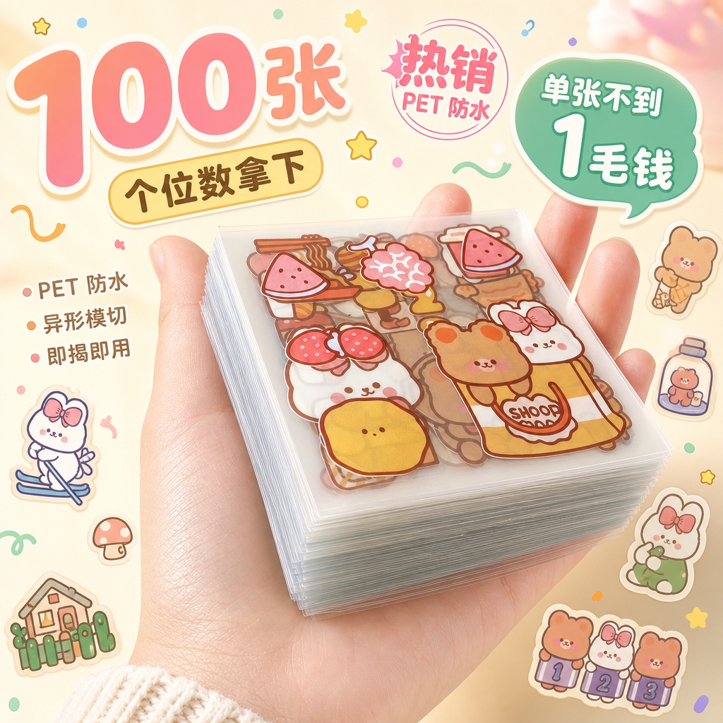电商产品主图，1:1 正方形画幅，奶油治愈风 + 卡通童趣风融… - 图片创意预览