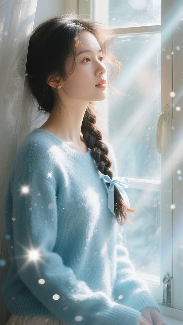 梦幻柔和的光影中，少女轻拟物风装扮，甜美温馨，仿佛置身童话世界。