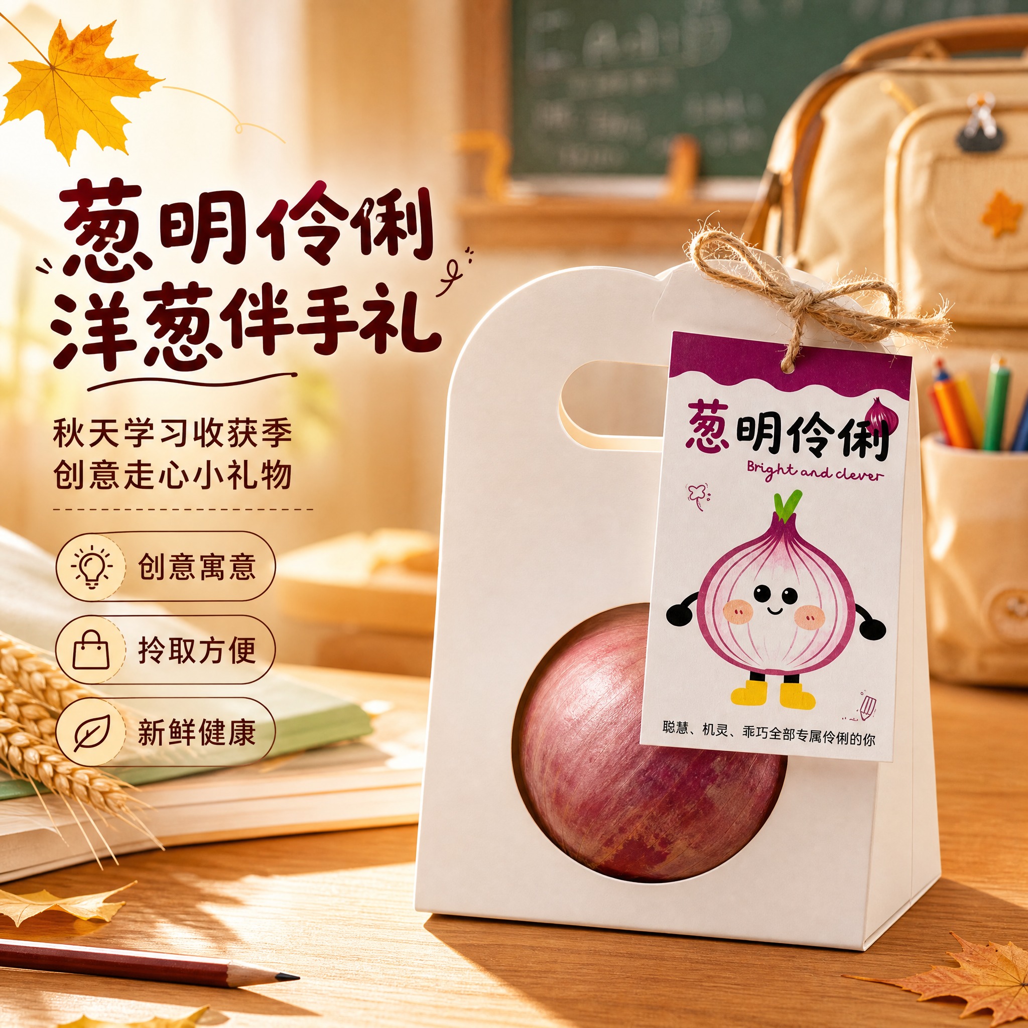 [主图-1] 主题：创意洋葱伴手礼首图，突出「葱明伶俐」趣味寓… - 图片创意预览