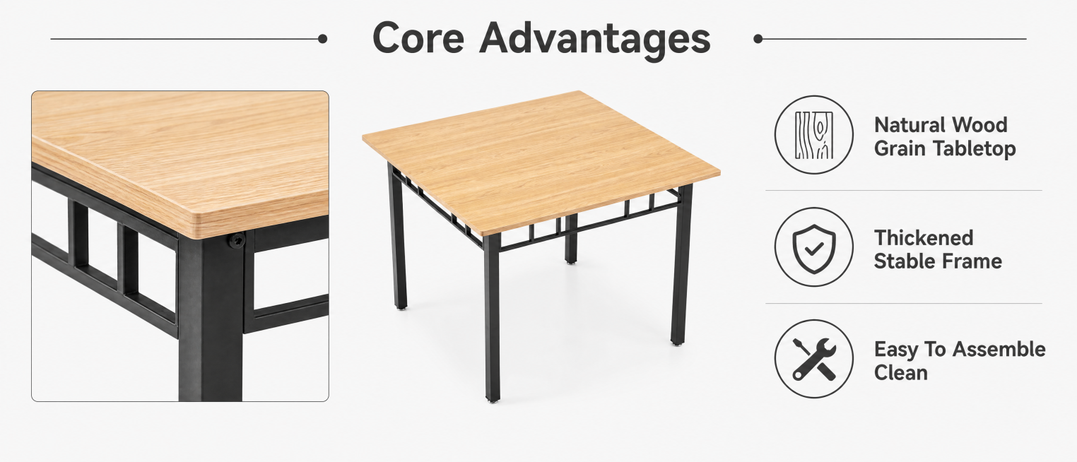[Amazon A+] Selling Point Display 1464x600 Square Dining Table.
[Atmosphere/Style] Clear selling poi预览效果