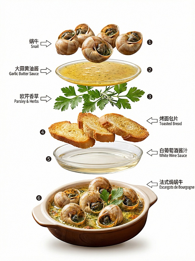 根据下面这段提示词，保持格式不变，生成6张西式餐厅里的美食海报： 高端中式美食海报，解构式佛跳墙，所有元素以45°商业美食摄影视角呈现，纯白色背景，所有食材以多层结构自由漂浮。统一影棚戏剧性光线、统一材质、超逼真、高清。图片尺寸9：16 顶层：鲍鱼与海参，肉质弹牙，色泽鲜亮。 二层：鱼翅与花胶，晶莹剔透，质地软糯。 三层：干贝与香菇，香气浓郁，口感醇厚。 四层：火腿与鸽蛋，色泽红润与乳白，营养丰富。 五层：高汤与绍兴酒，色泽金黄，香气四溢。 底层：精美的炖盅盛放最终成品，食材丰富，汤汁浓稠，氛围奢华。 中英双语箭头标注(左右均匀分布，一左一右错落有致)，白色中英小字标注： 鲍鱼海参 / Abalone & Sea Cucumber 鱼翅花胶 / Shark Fin & Fish Maw 干贝香菇 / Scallop & Mushroom 火腿鸽蛋 / Ham & Pigeon Egg 高汤绍兴酒 / Stock & Shaoxing Wine 佛跳墙 / Buddha Jumps Over the Wall