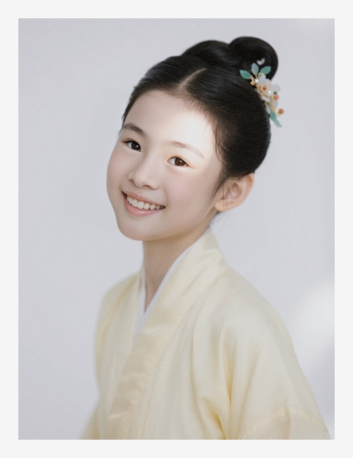 一个女生，白色背景预览效果