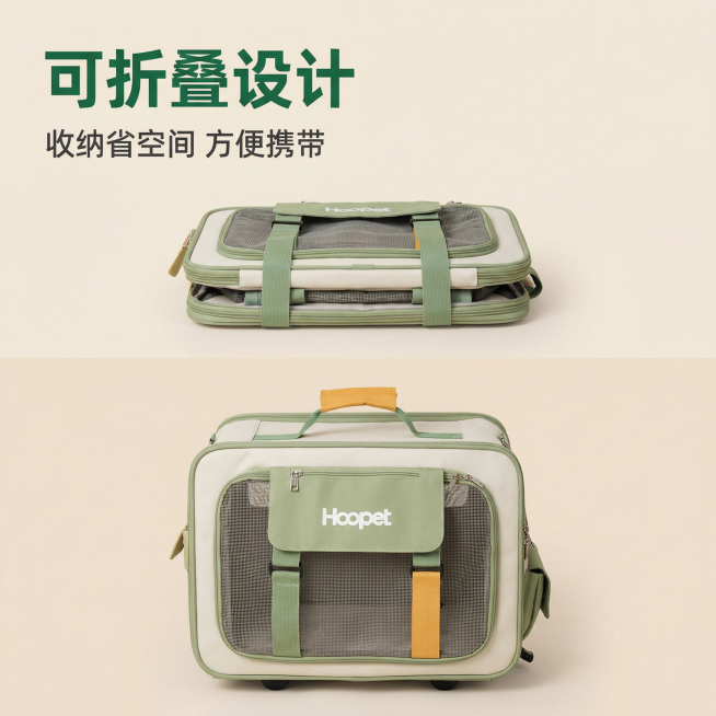 「图片1」基于「图片1」，生成一套主图（5张），商品为宠物拉杆箱，商品核心卖点是超大容量、透气轻盈、可折叠，氛围/风格是欢乐明快，适配淘宝/天猫平台，主图比例为1:1预览效果