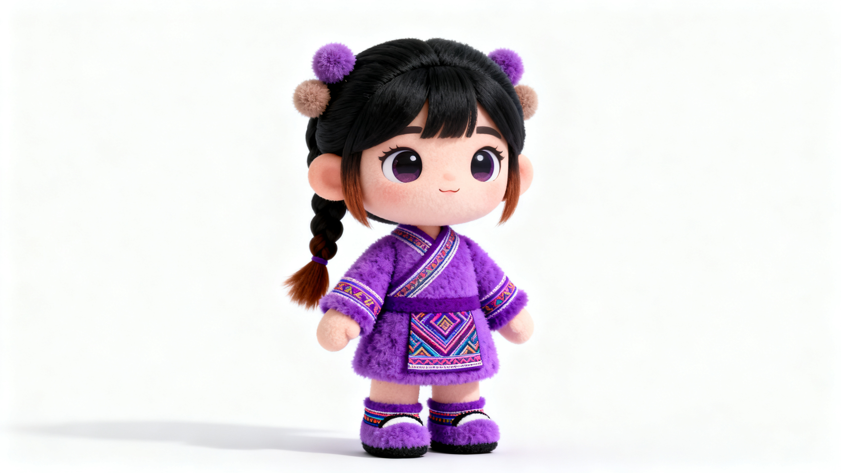 可爱甜美的女孩形象IP，对应颜色紫色，动作和其他颜色IP不同且… - 图片创意预览