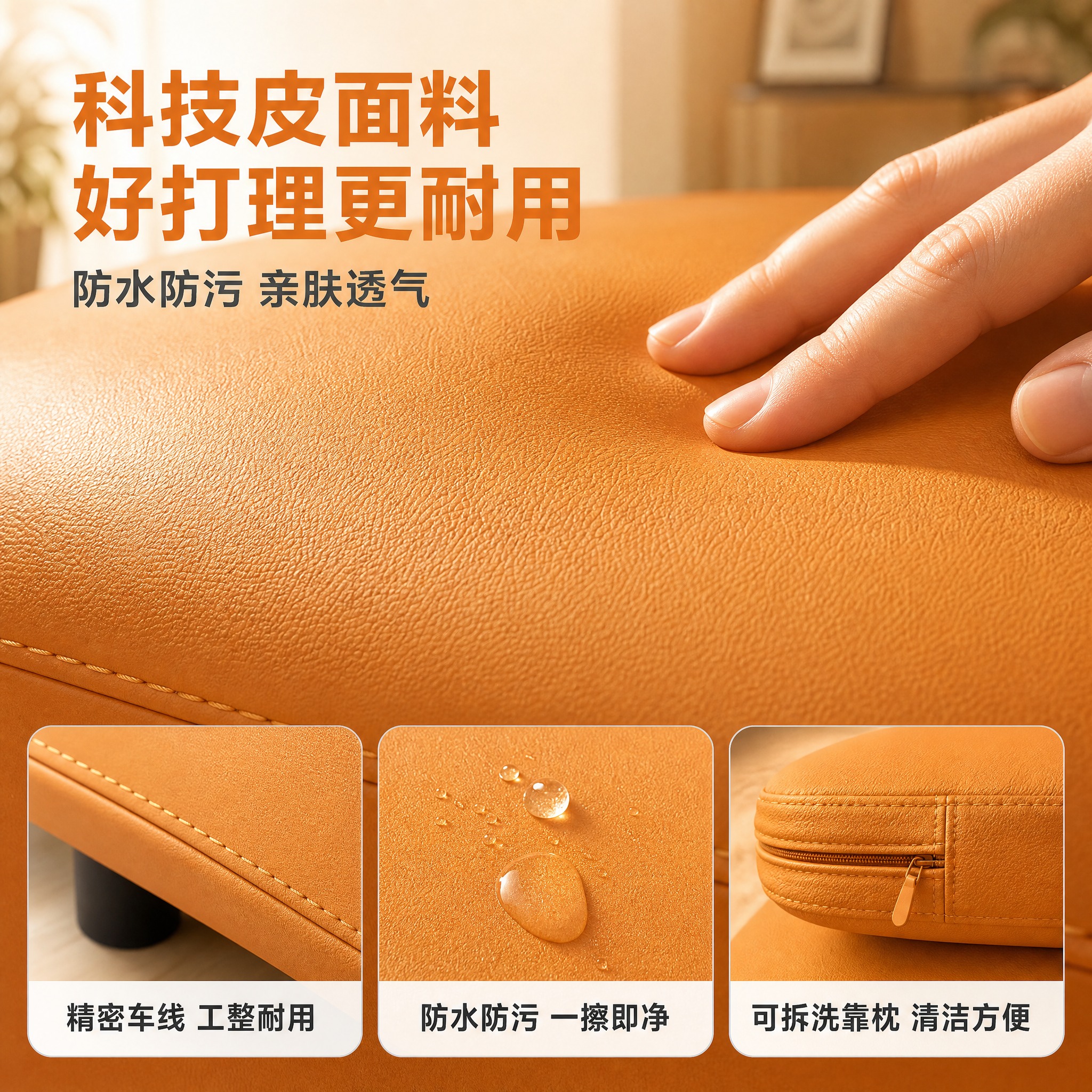 [主图-3] 材质与工艺细节信任，放大展示贵妃躺椅的科技皮面料… - 图片创意预览