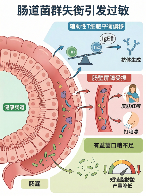 保留原图的信息图结构和构图，将图中所有英文文本翻译替换为中文，贴合科普主题：Th1/Th2 Balance Shift改为“辅助性T细胞平衡偏移”，IgE↑保留，Antibody production预览效果