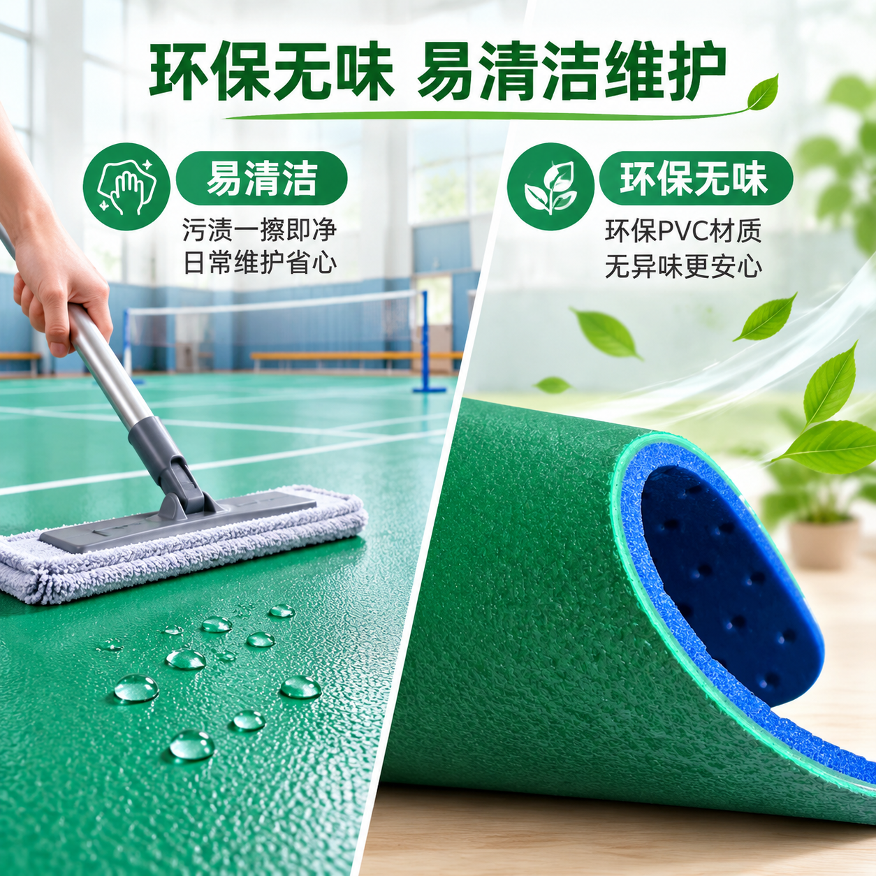 将背景替换为明亮的室内羽毛球场地局部，干净整洁的场馆环境。画面… - 图片创意预览