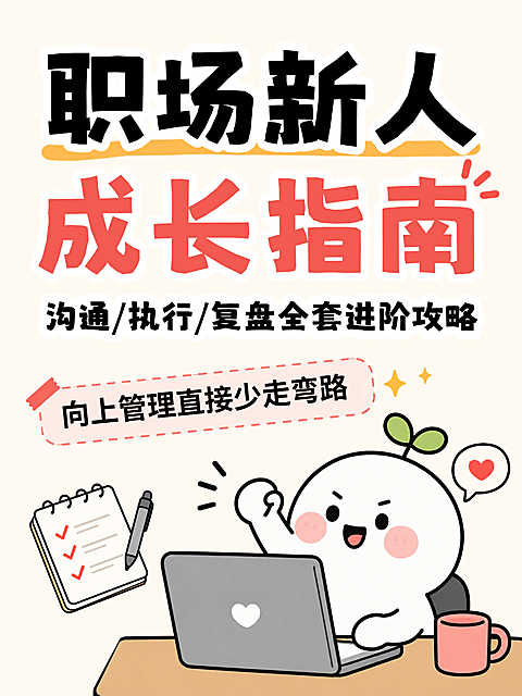 职场新人成长指南沟通技巧攻略插画卡通小红书封面