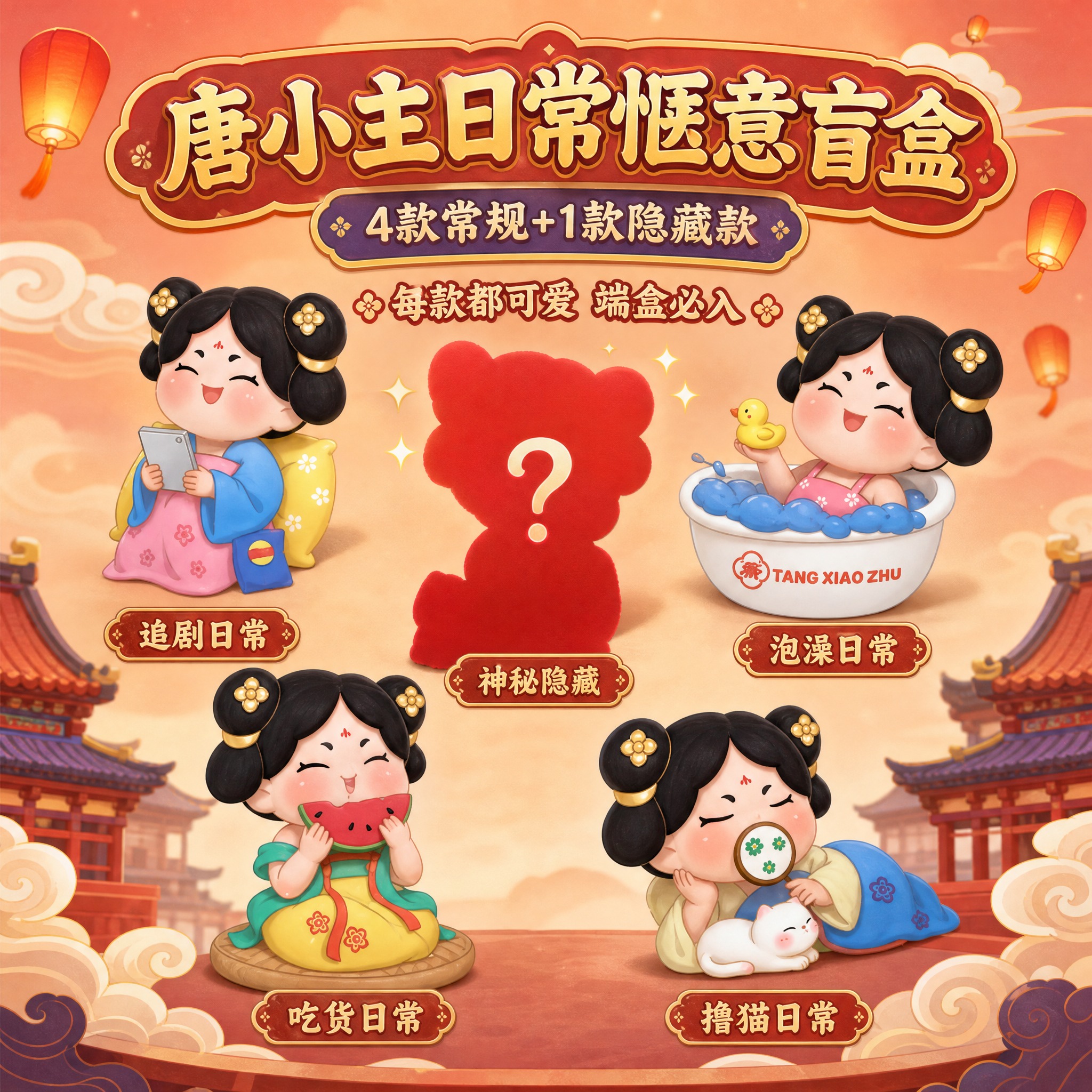 [主图-2] 唐小主日常惬意盲盒 核心卖点 4款常规+1款隐藏… - 图片创意预览