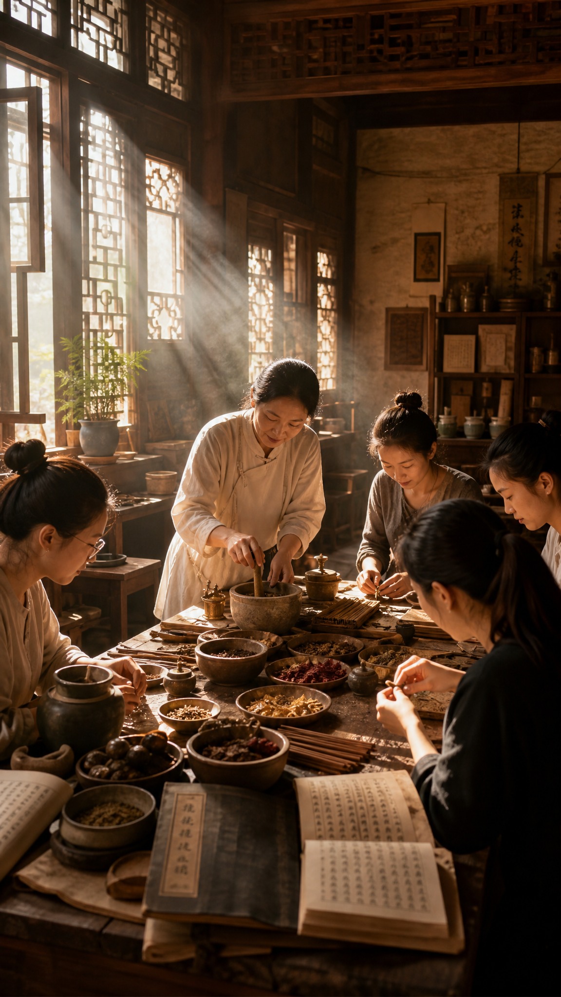 学习制作合香的场景，非遗合香主题。古朴的中式合香工坊内，一位老… - 图片创意预览