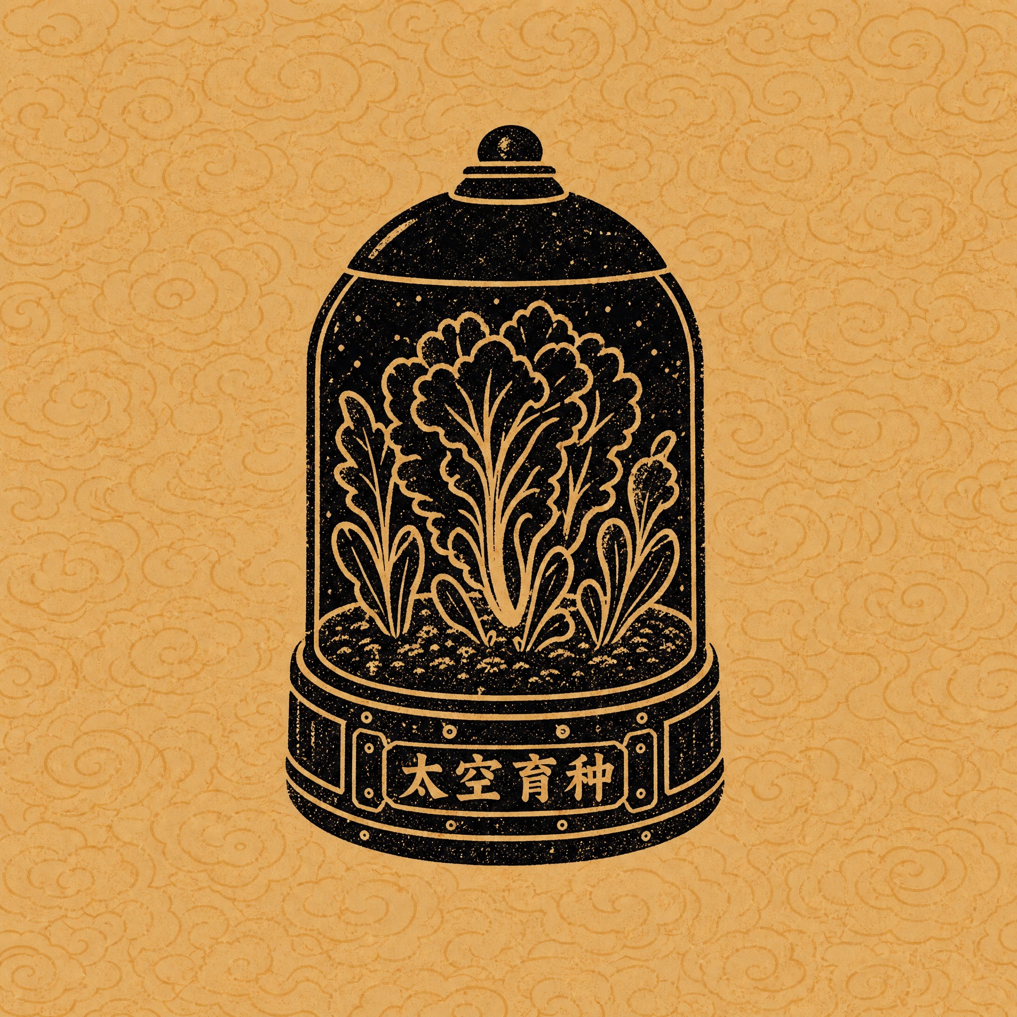 从这张汉代画像石风格的航天图中，提取出中间的植物培养装置（太空… - 图片创意预览