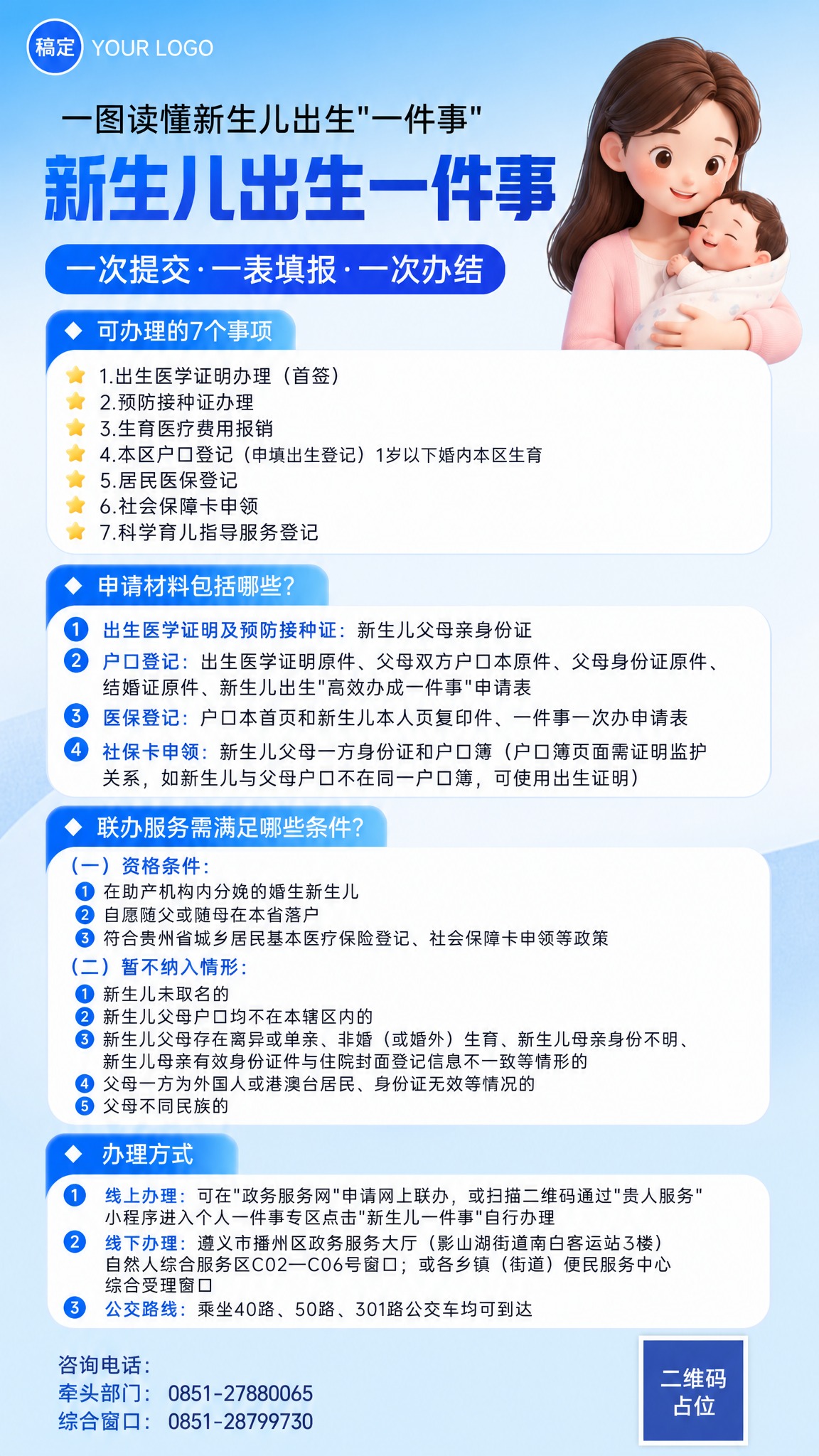 参考图版式复刻：保留参考图的整体版式骨架、蓝白渐变政务风、圆角… - 图片创意预览