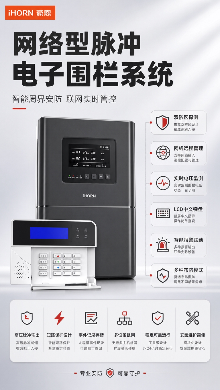 [商品] 使用【图1】网络型脉冲电子围栏系统（黑色脉冲主机+白… - 图片创意预览