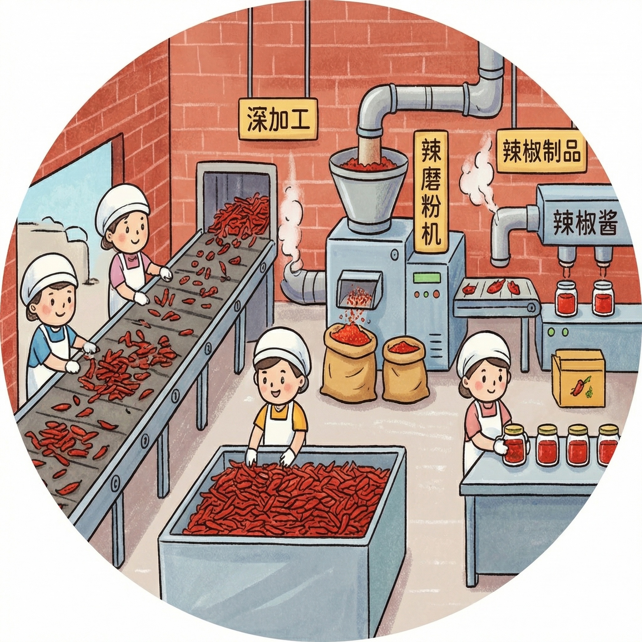 移除图片外黄色边框，删除图片上方的“辣椒深加工环节”标题文字，… - 图片创意预览