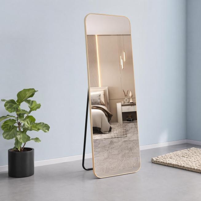 商业级产品摄影
主体：全身落地镜严格参照图8产品图，完整保留组件、轮廓、结构、比例、材质、颜色与产品文字信息，产品占画面60%-70%，完整不裁切，绝对主导，中景构图，清除产品本体之外的营销文字信息，预览效果