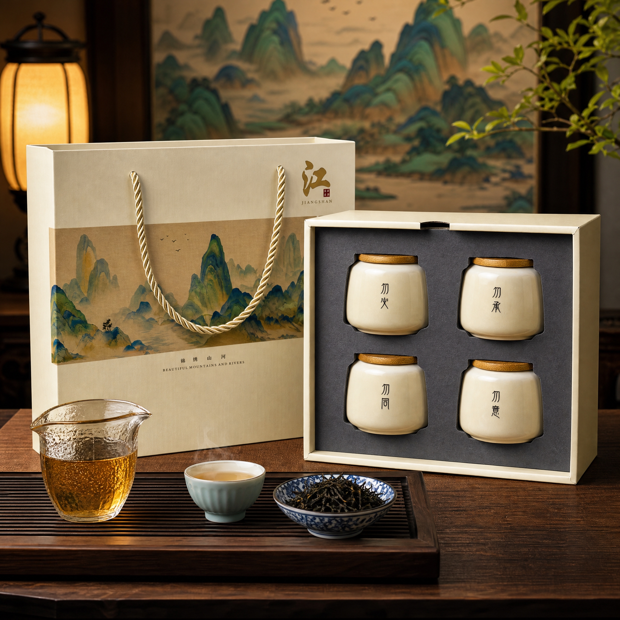 和高级，新中式美学，适合节日送礼宣传，商品图风格，氛围感强 - 图片创意预览