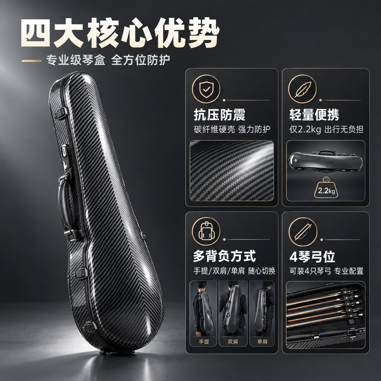 [商品] 使用【图1】黑色碳纤维纹葫芦形中提琴盒；保留葫芦形硬… - 图片创意预览