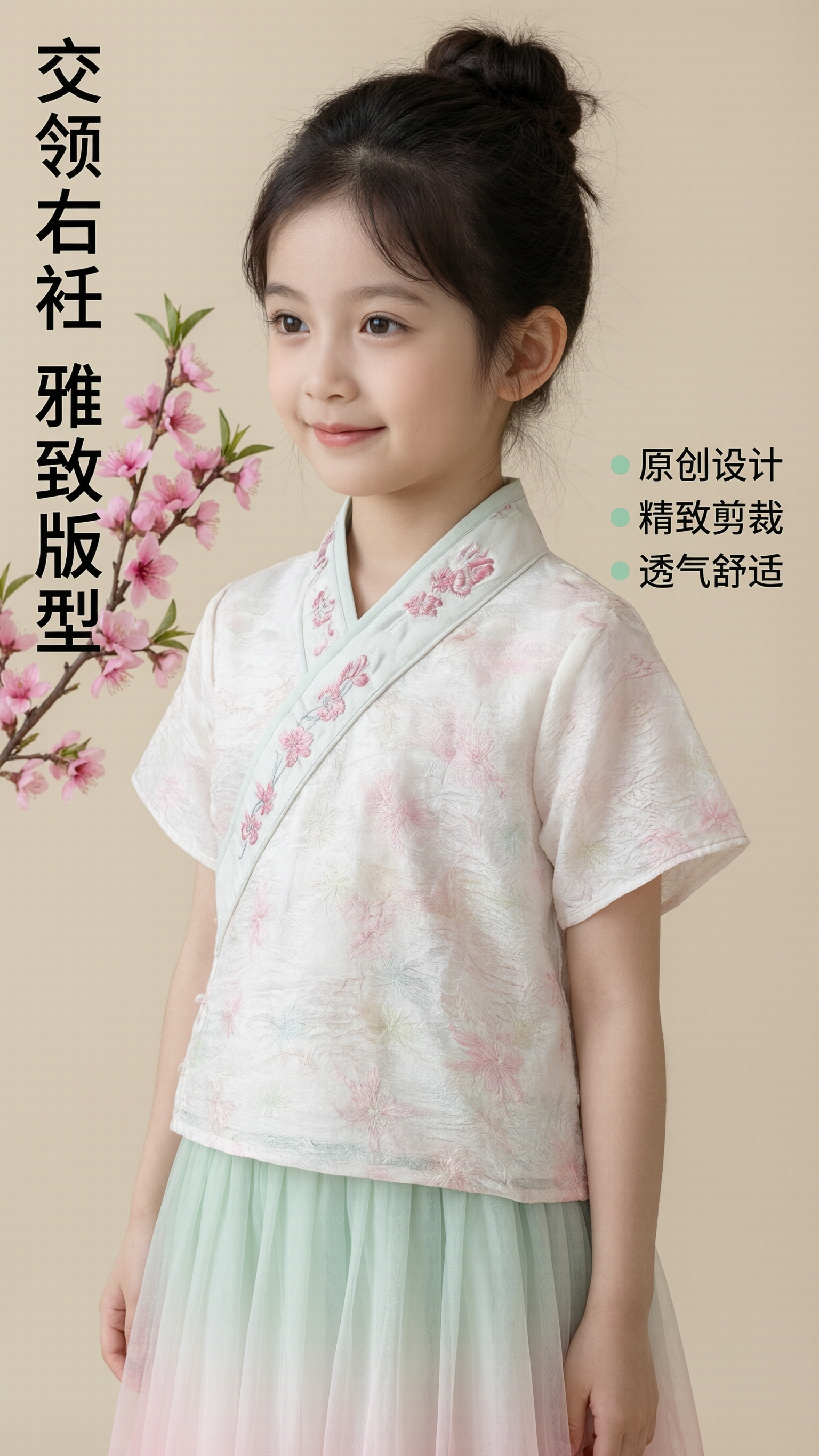 [第3屏] 儿童明制汉服上身效果半身特写。 [氛围/风格] 温… - 图片创意预览