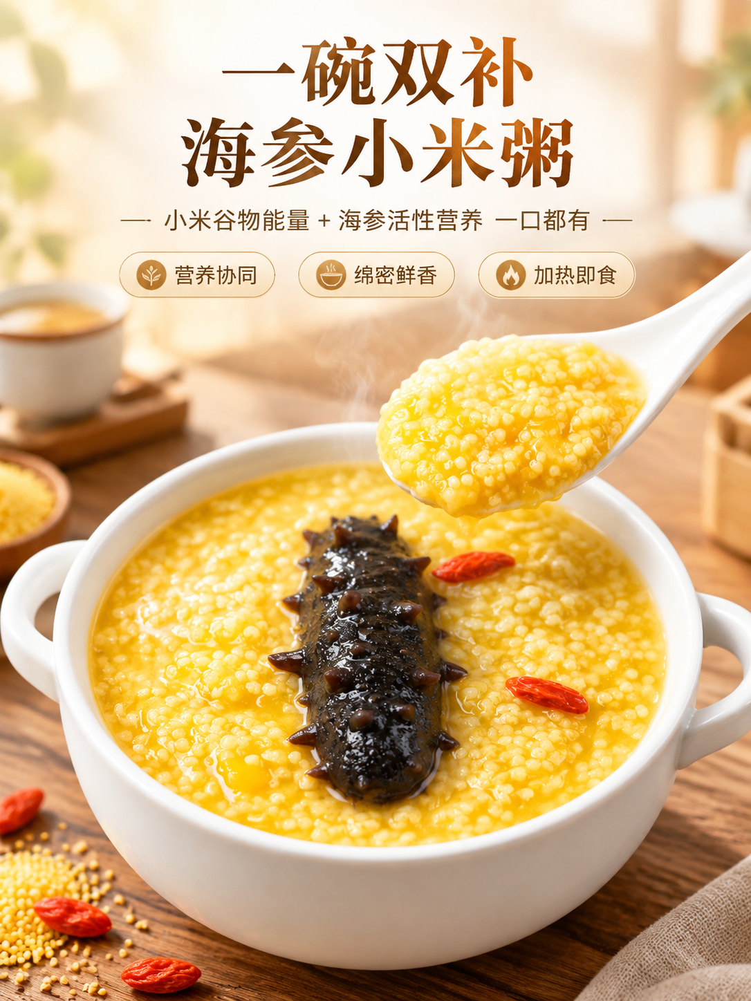 [商品] 使用【图5】成品小米海参粥效果图；保留整根黑刺海参居… - 图片创意预览