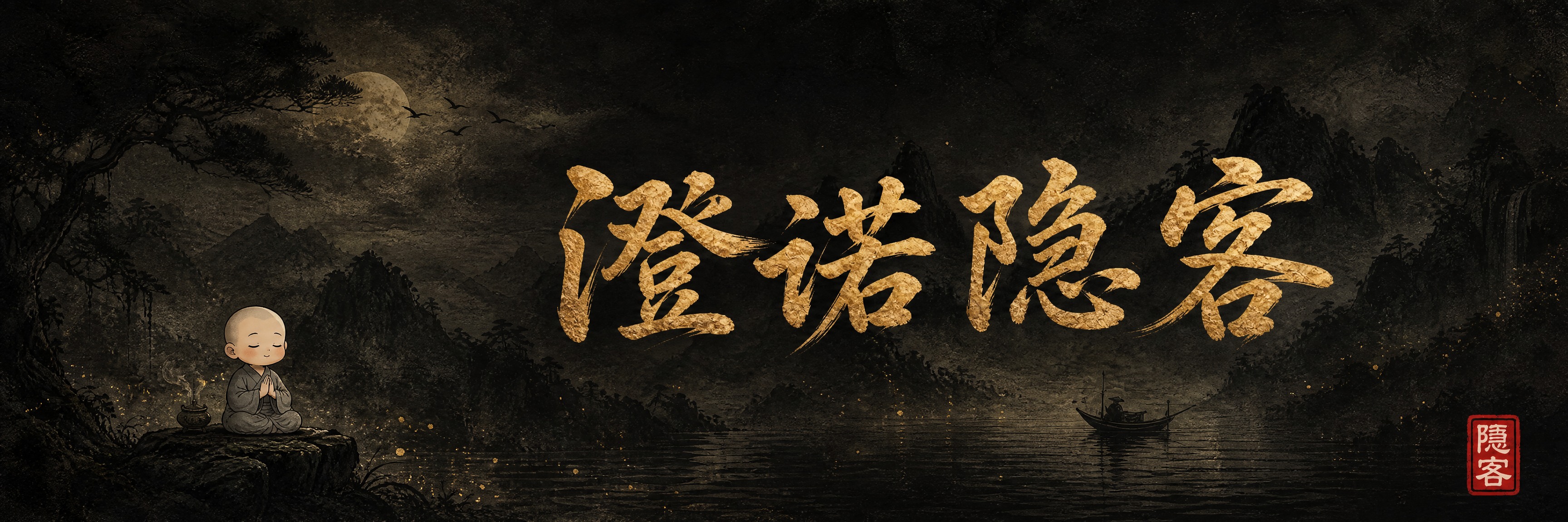 将方形水墨江湖主视觉升级为横版宽幅设计，1920×640像素，… - 图片创意预览