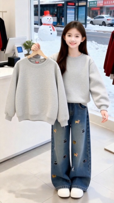 把图1的衣服和裤子给图的2的人物穿上，保留原场景光影，保持图2的人物的五官和发型不变，图片宽高尺寸不变，背景不变，人物姿势不变，保持图1的衣服和裤子的款式和颜色不变预览效果