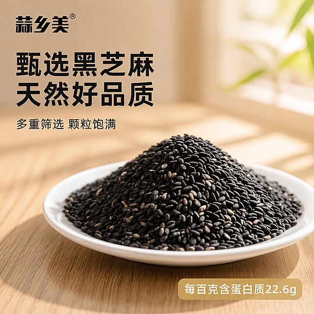使用电商主图技能生成5张比例1:1的电商主图，适配平台为抖音，商品为「图片1」，商品卖点为要突出黑芝麻的品质，