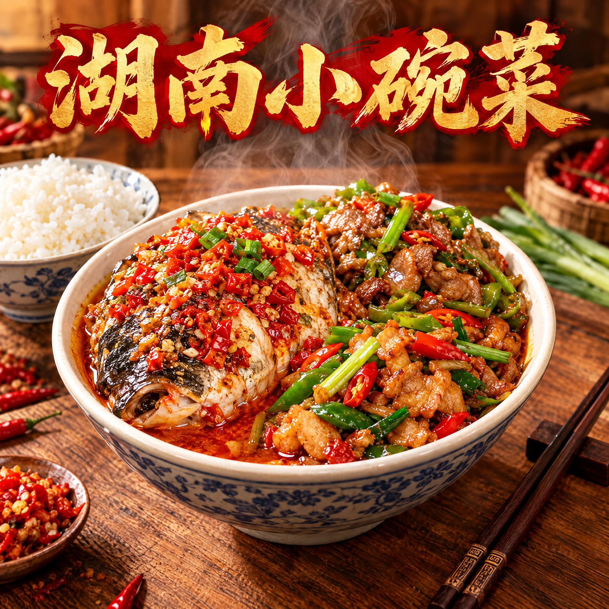 湖南小碗菜餐饮品牌头像设计，800x800正方形，无圆形边框。… - 图片创意预览