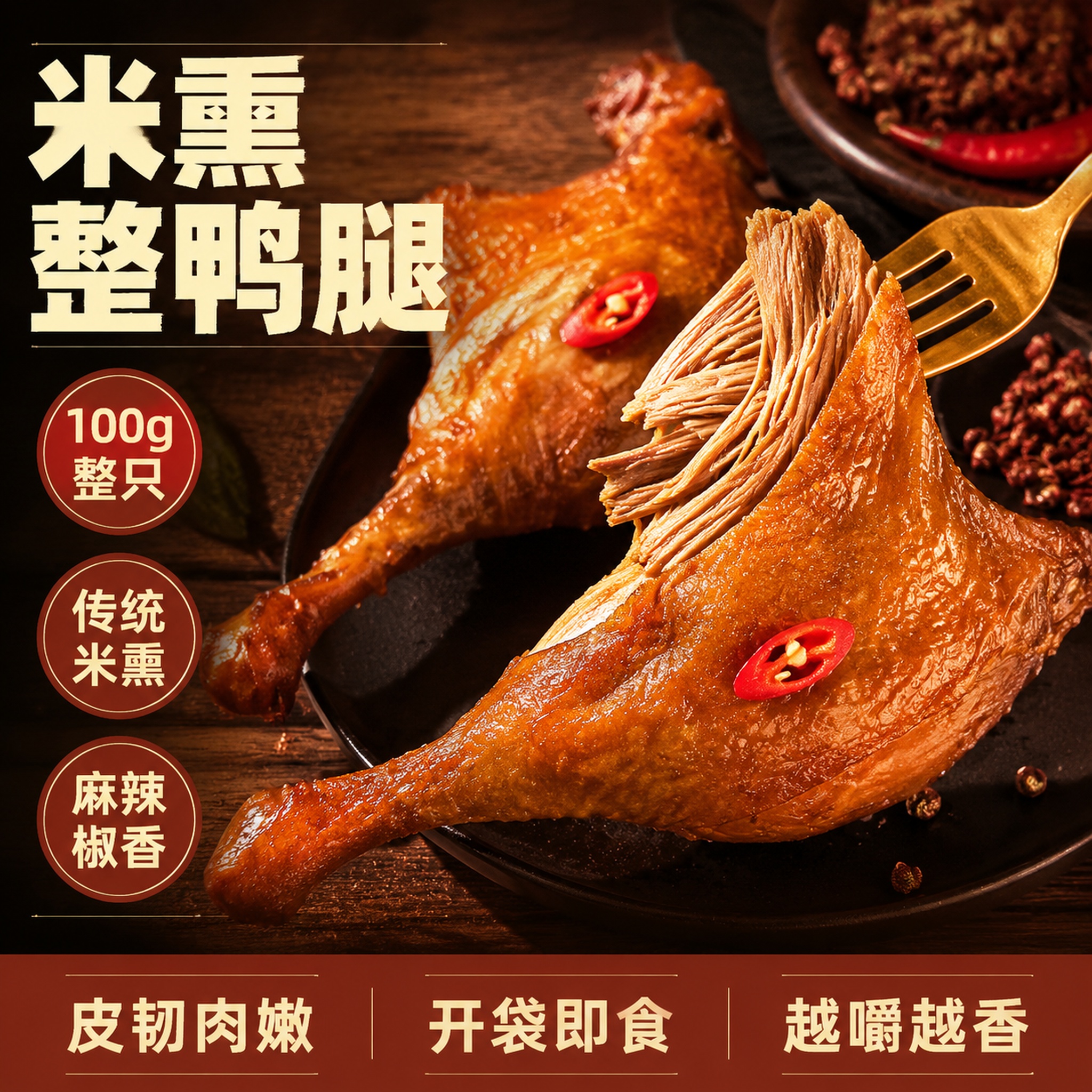 [单张主图]传统米熏鸭大腿，爆款促销感主图，适合国内淘宝天猫平… - 图片创意预览