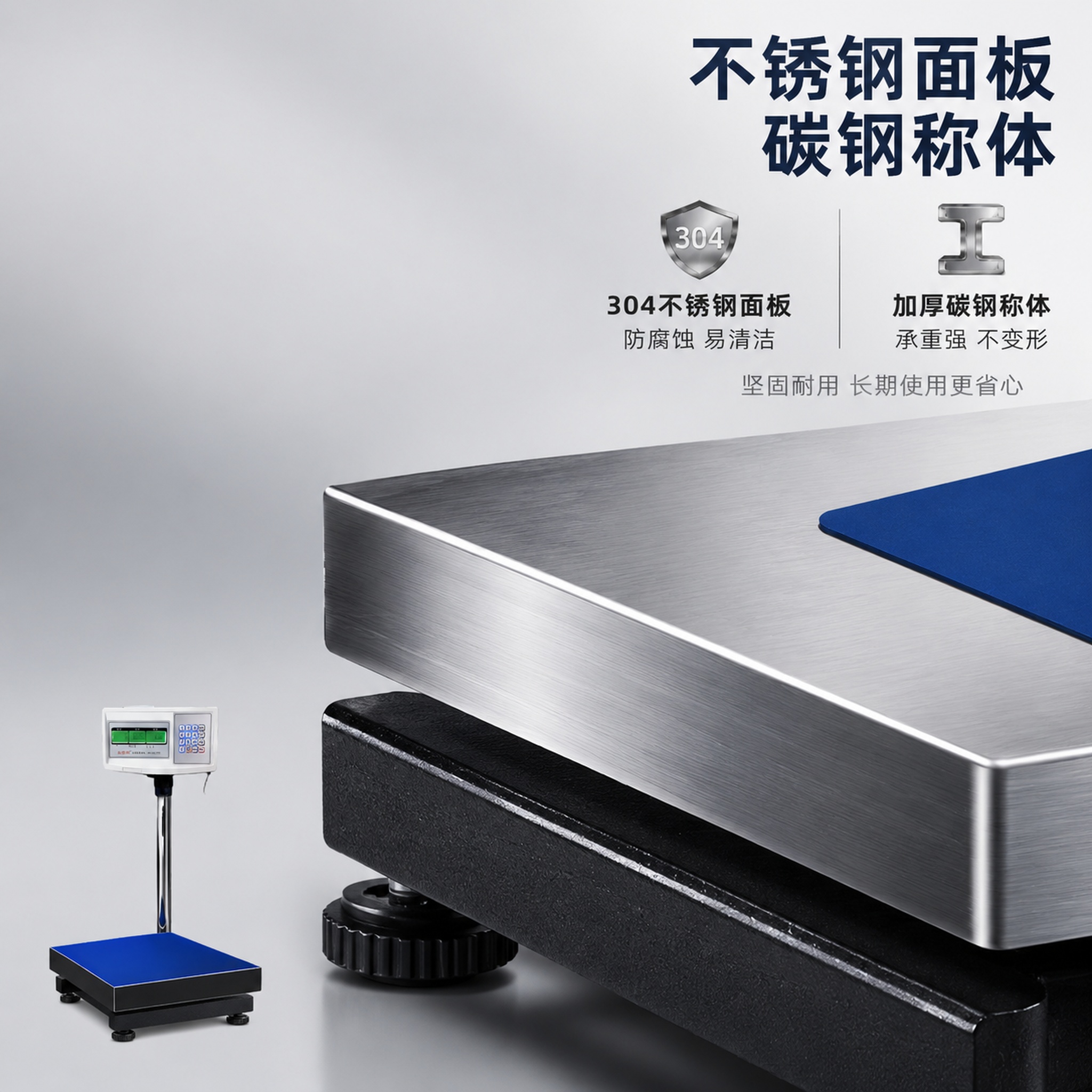 [主图-3] 不锈钢面板碳钢称体材质细节特写图 [氛围风格]… - 图片创意预览