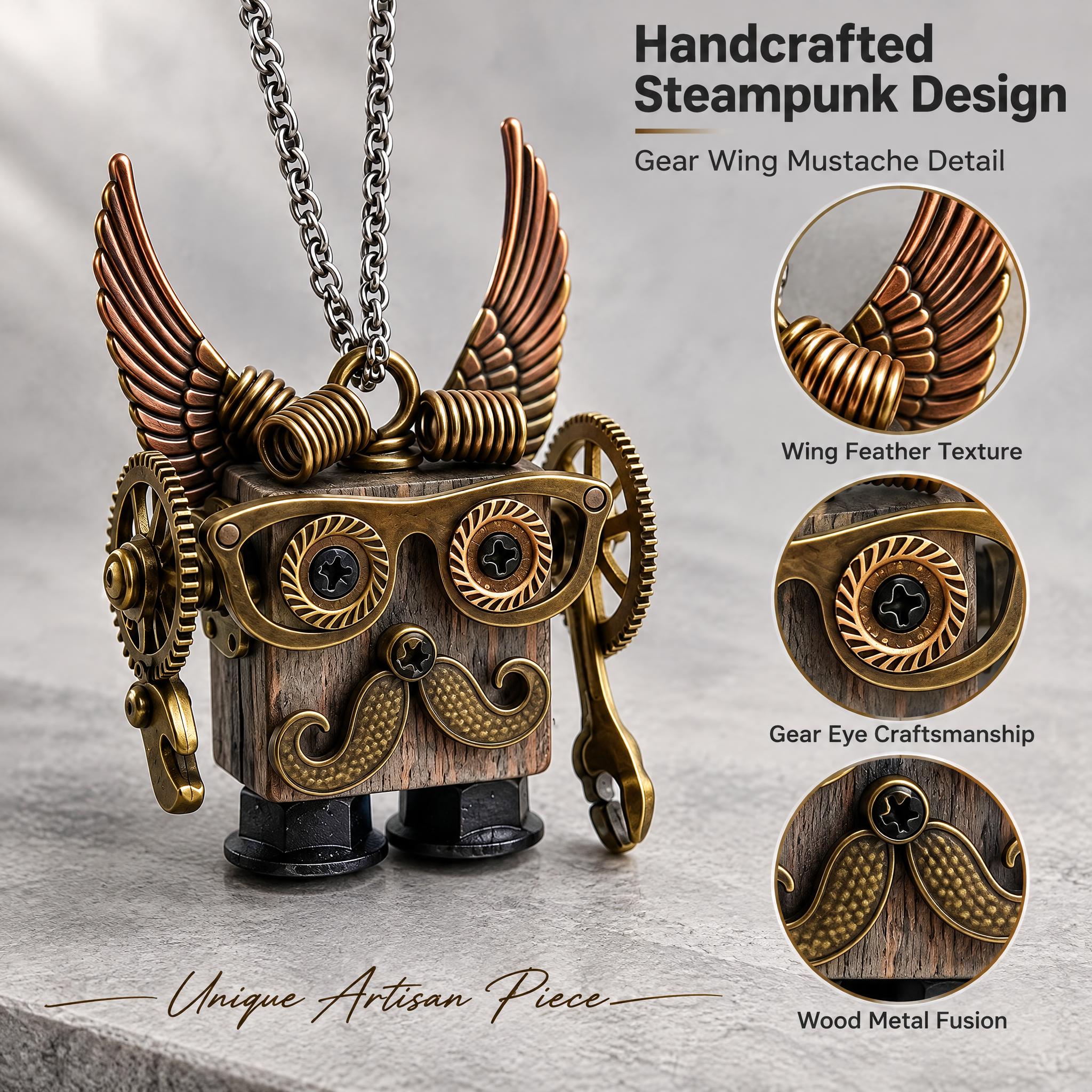 [主图-2] Steampunk Owl Robot Pend… - 图片创意预览