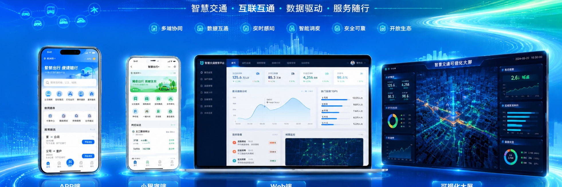 交通互联网，小程序，app，可视化大屏预览效果