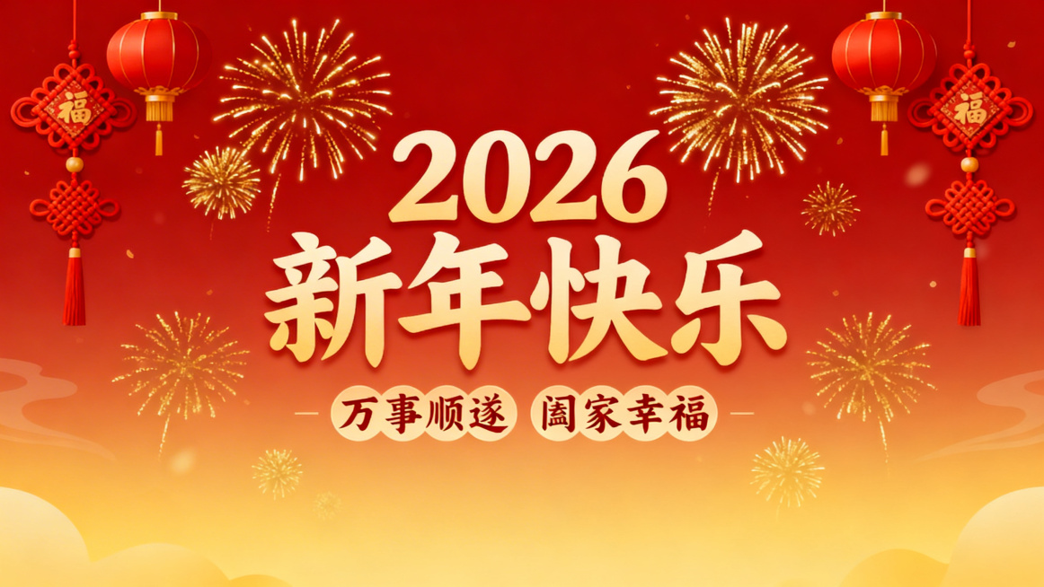 2026年祝福之语主题的手机和电脑壁纸，温馨喜庆风格，包含新年祝福文字，画面充满节日氛围预览效果