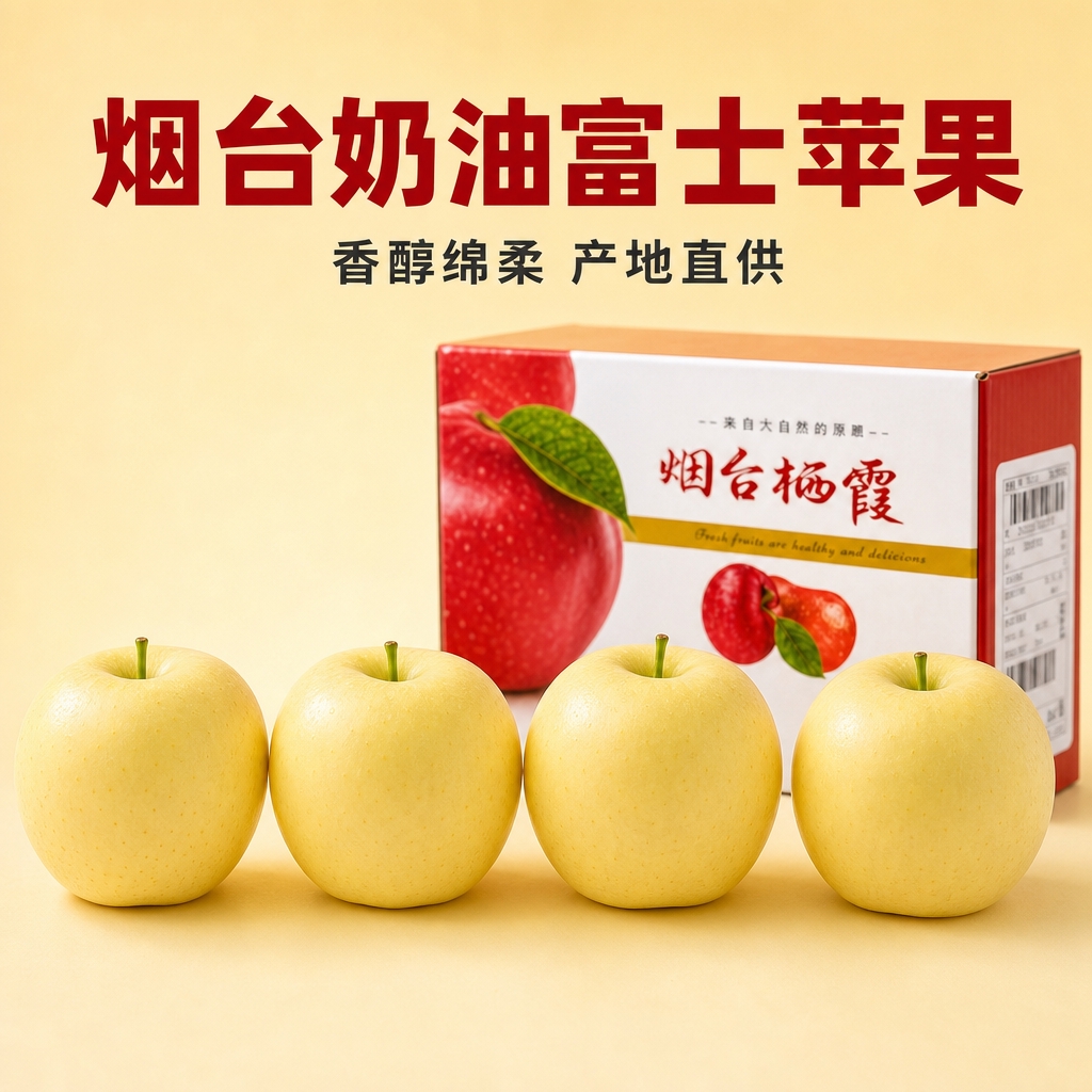 [主图-9] 烟台奶油富士苹果，核心卖点：香醇绵柔 产地直供。… - 图片创意预览